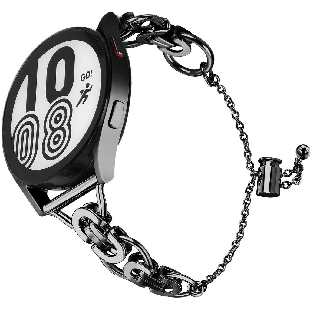 適用三星Galaxy watch34/56智能運動手錶Active2金屬鏈子黑色錶帶