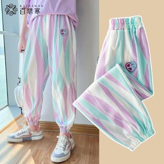 🌈Angel Baby🌈臺灣現貨 女童防蚊褲 女童冰絲褲子2024新款薄款夏季休閒褲兒童運動褲長褲中大童防蚊褲