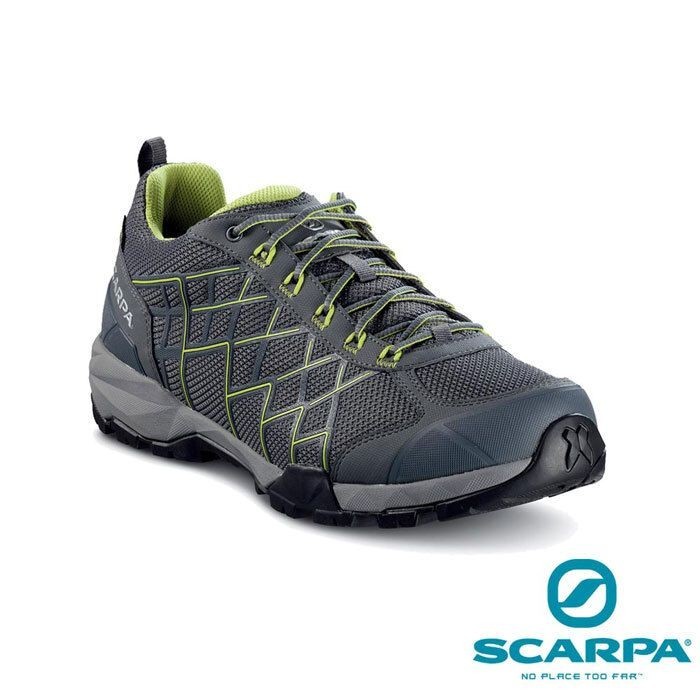 義大利【SCARPA】HYDROGEN 男款 GTX 健行鞋 登山鞋 鐵灰-葉綠