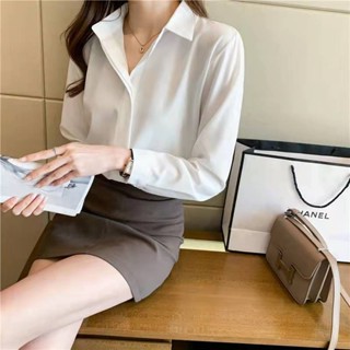 【S-8XL】白襯衫女士長袖OL襯衫 2025新款夏季通勤職業正裝氣質韓版大碼工作服 顯瘦長袖襯衫 遮肉上衣 大碼女裝