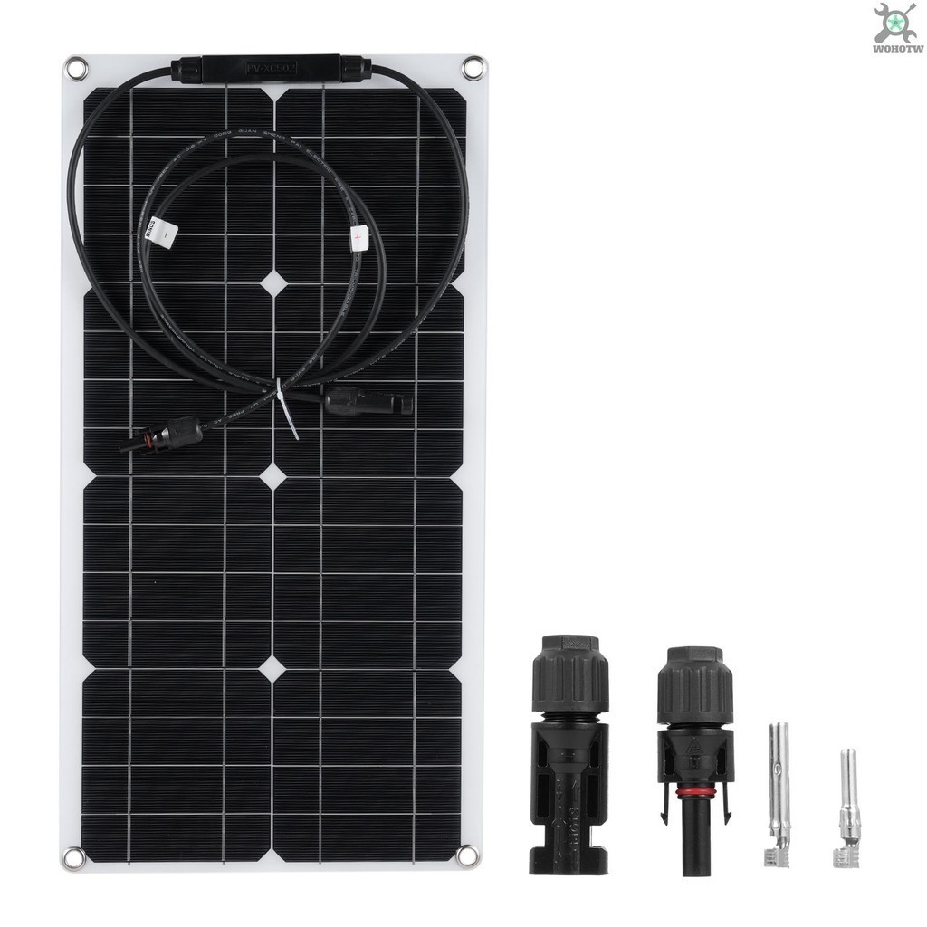 Wohotw 25W 16V 便攜式太陽能電池板套件,帶 MC4 輸出連接器的戶外防水柔性太陽能電池板,用於為 12V