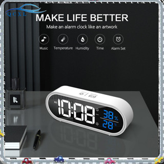 Led 數字鬧鐘可充電可調音量亮度發光台鐘溫度濕度計