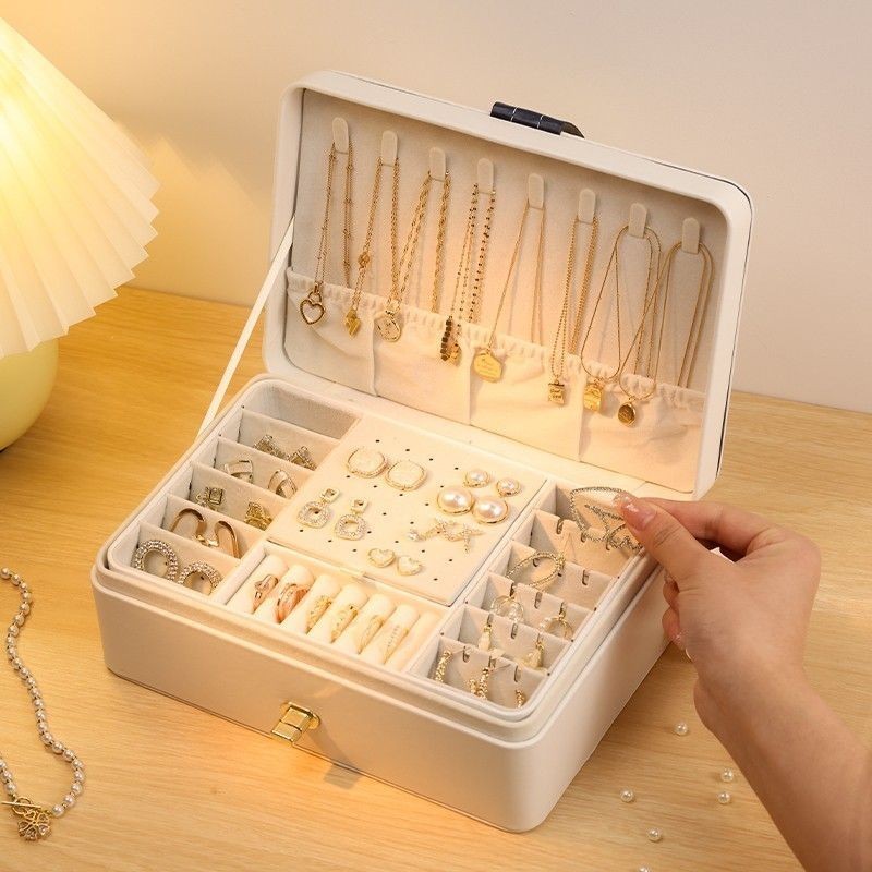 首飾收納盒項鍊耳環釘手鐲黃金飾品珠寶手錶盒高檔多層大容量雙層◈◈4.2◈◈