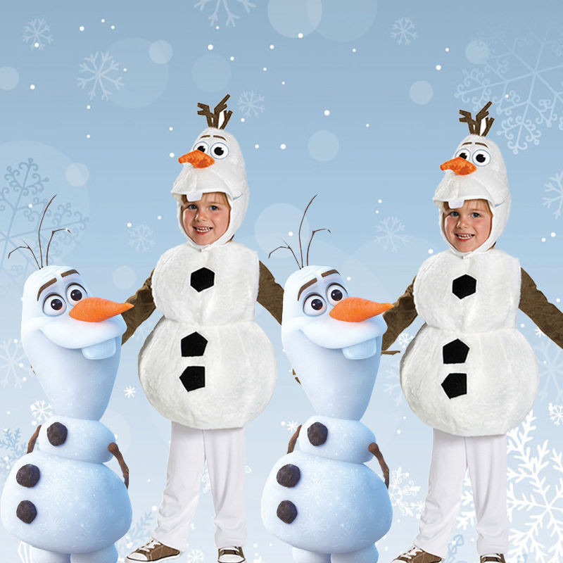 冰雪奇緣兒童雪寶寶服裝萬聖節聖誕cosp冰雪奇緣兒童雪寶服裝聖誕cosplay表演服裝動漫雪寶服裝4.3