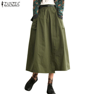 Zanzea 女式韓版休閒鬆緊口袋純色寬鬆中腰超短裙