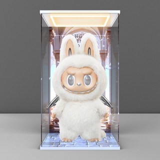 防塵罩適用泡泡瑪特 陰晴天使 LABUBU搪膠公仔回型燈亞克力展示盒labubu展示盒labubu收納拉布布展示盒