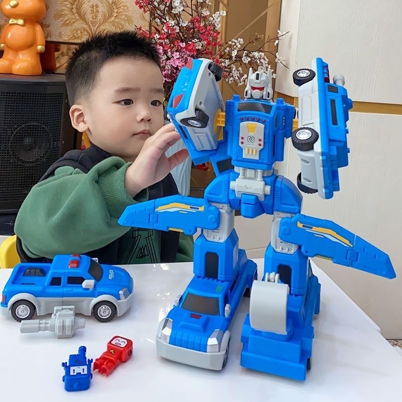 臺灣熱銷 小男孩組裝汽車玩具工程車飛機組合機器人金剛變形生日禮物3到6歲 優選