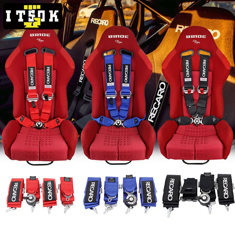 【ITSOK】新款Recaro 四點式安全帶 3吋 寬版 快拆 安全帶 四點安全帶 汽車改裝座椅賽車安全帶