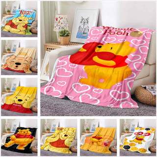 兒童可愛迪士尼時尚標誌維尼熊法蘭絨毯子柔軟舒適家居裝飾臥室客廳沙發床毯-3