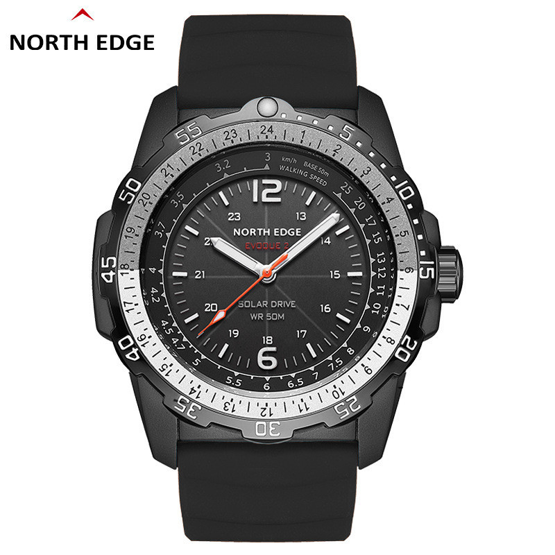 【現貨】NORTH EDGE EVOQUE2 男士 太陽能原裝數字手錶 防水50M 模擬戶外運動手錶男 指南針 倒計時秒