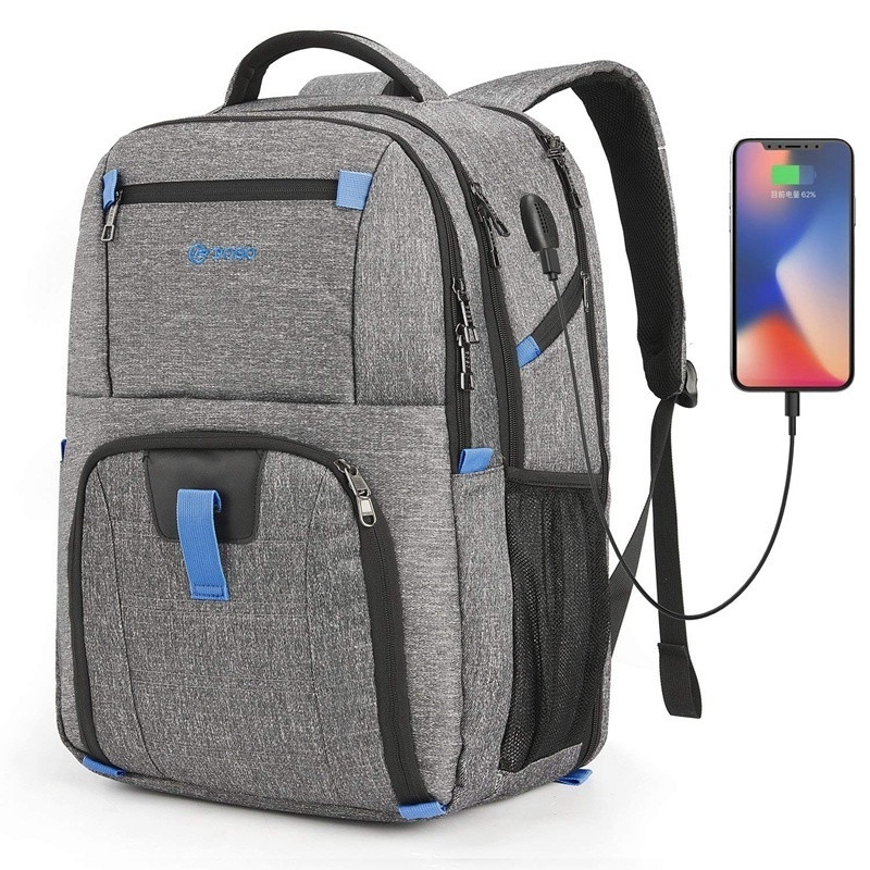 宏碁 DELL 17.3 英寸 USB 充電筆記本電腦公文包商務旅行背包電腦包防水帆布背包徒步旅行背包多隔層適用於戴爾