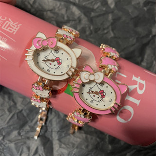 女士手錶 Y2K 女孩粉色可愛 Hello Kitty 貓韓國時尚創意手鍊手錶