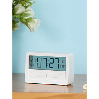 得力鬧鐘多功能學生床頭數字透明螢幕鐘錶現代簡約桌面小時鐘
