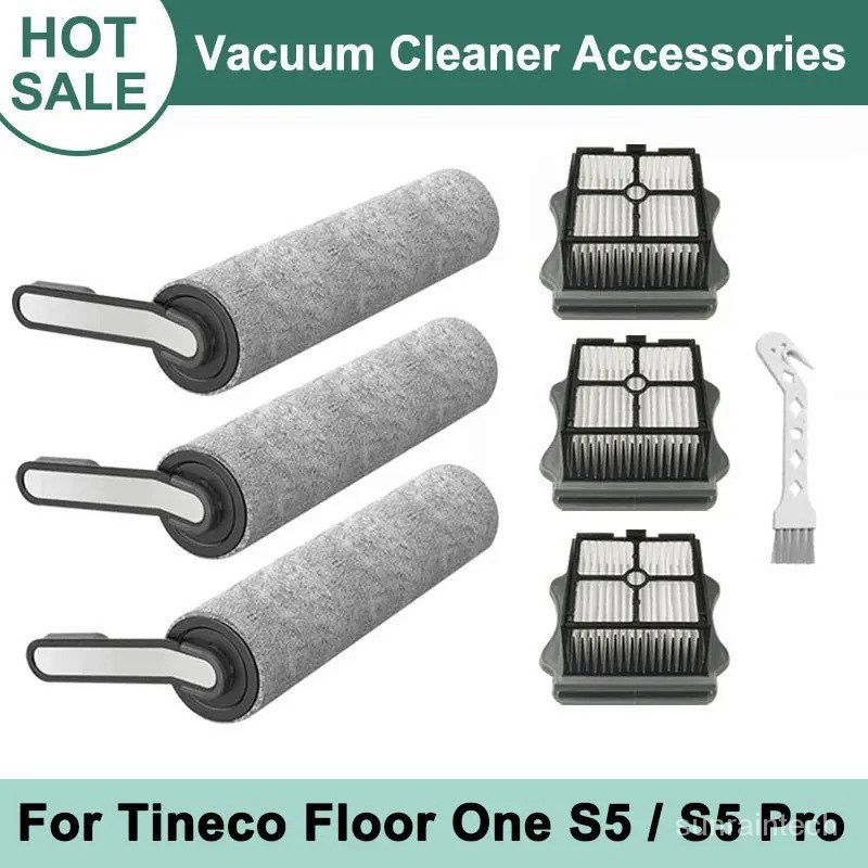 適用於 Tineco Floor ONE S5 / S5 Pro 無繩乾濕兩用吸塵器配件 HEPA 過濾器和軟滾刷備件套