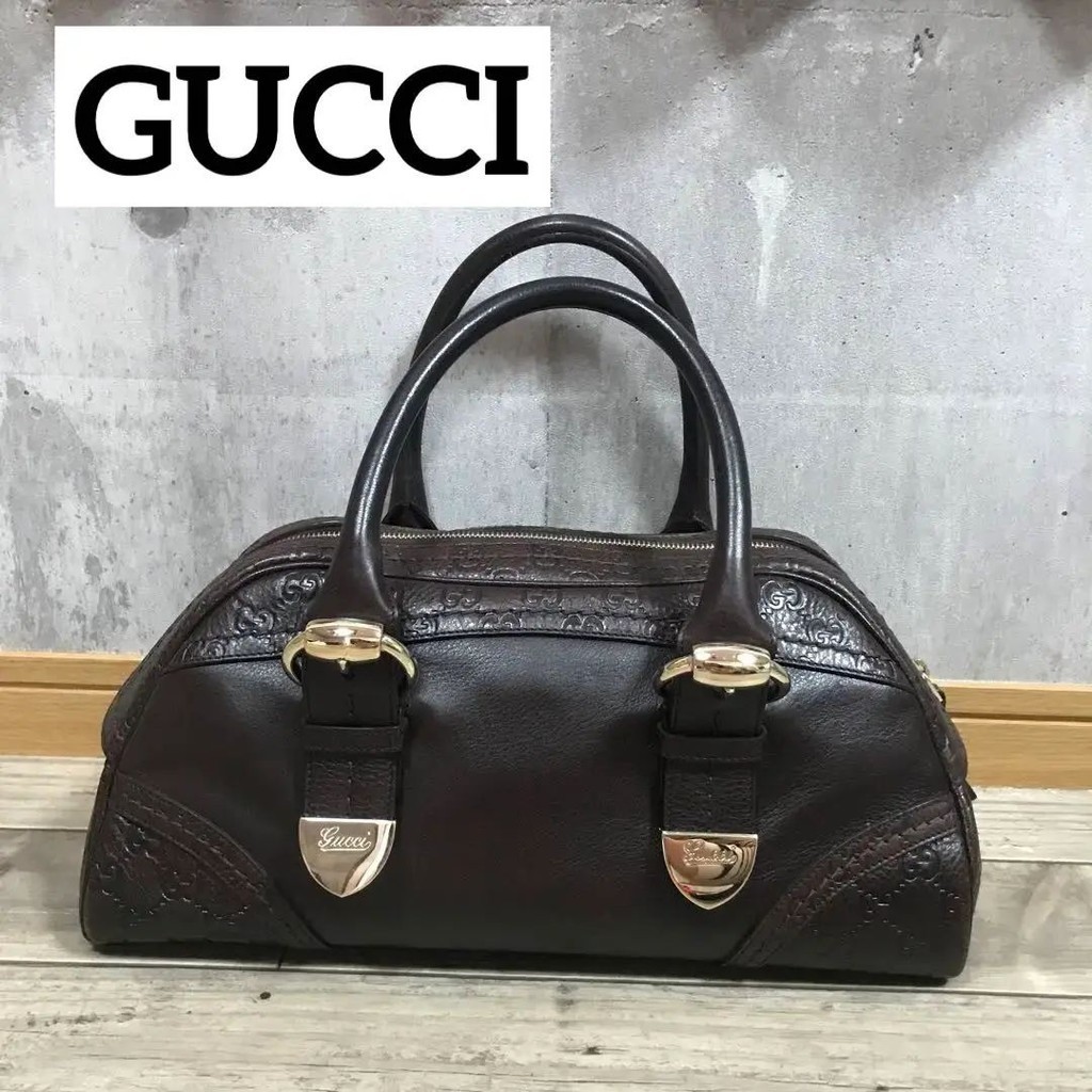 GUCCI 古馳 波士頓包 棕色 皮革 日本直送 二手