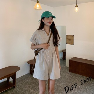 【現貨速發】 【DIFF】韓版收腰顯瘦工作服連衣裙 套裝 短褲 短袖上衣 短袖t恤 女裝 顯瘦上衣 寬鬆上衣 素T 洋裝