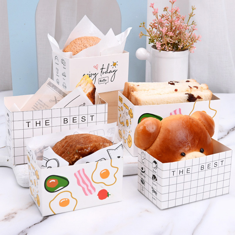 現貨【三明治包裝】厚蛋燒吐司 包裝盒 三明治手拿握 麵包紙盒 甜甜圈 雞蛋餅漢堡 打包盒子