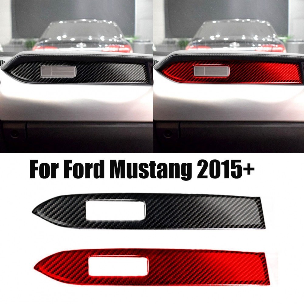 適用福特野馬 碳纖維汽車儀表板條貼紙 裝飾蓋 2015-2021