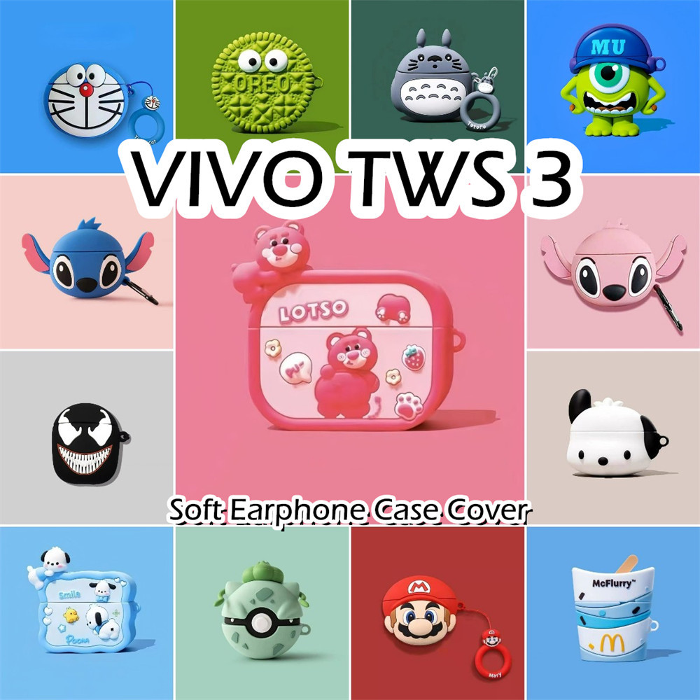 【有貨】適用於 Vivo TWS 3 Case 情侶可愛卡通造型軟矽膠耳機套外殼保護套 NO.2