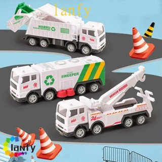 LANFY垃圾車玩具,清洗噴頭環衛車輛模擬汽車玩具,救援車教育清理垃圾汽車玩具模型男孩禮物