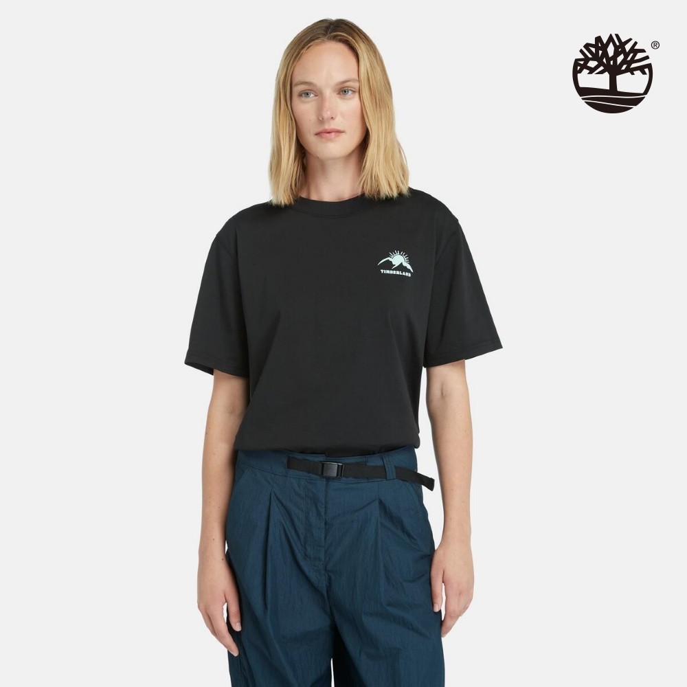 Timberland 女款黑色標語圖案短袖T恤|A5VTB001