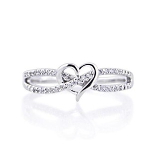 1 件 Infinity Heart Cross 戒指,承諾戒指,Forever 鋯石戒指,心形戒指,銀心,精緻戒指,堆