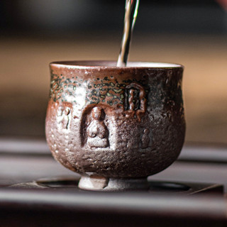 敦煌文創中式復古柴燒手工陶瓷禪意品茗杯