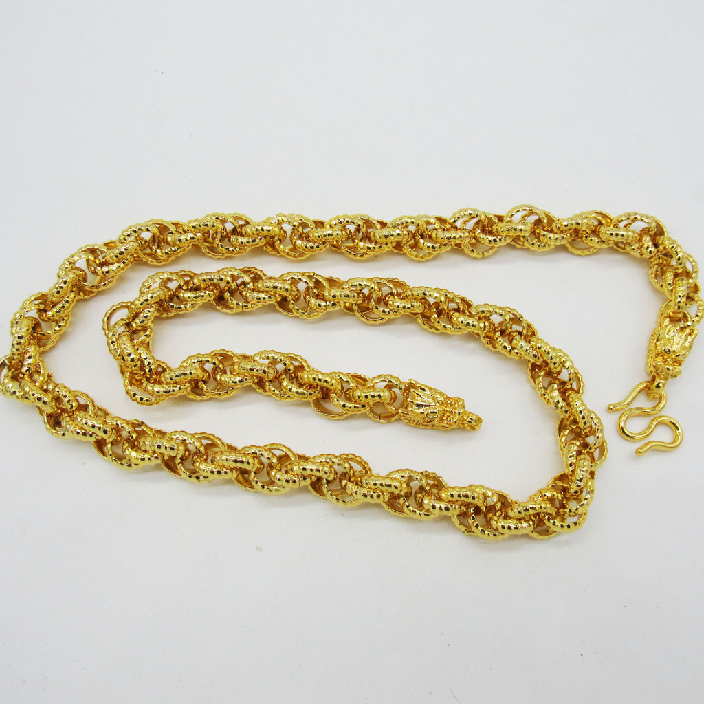 麻花項鍊 男士黃金項鍊 真空鍍金 龍頭項鍊 越南沙金首飾 銅首飾