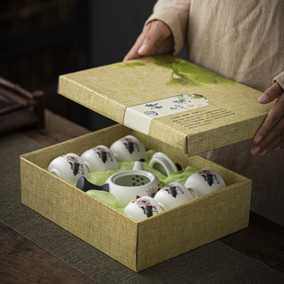 德化雪花釉清韻茶具套裝 功夫陶瓷茶具 禮盒七件套茶壺