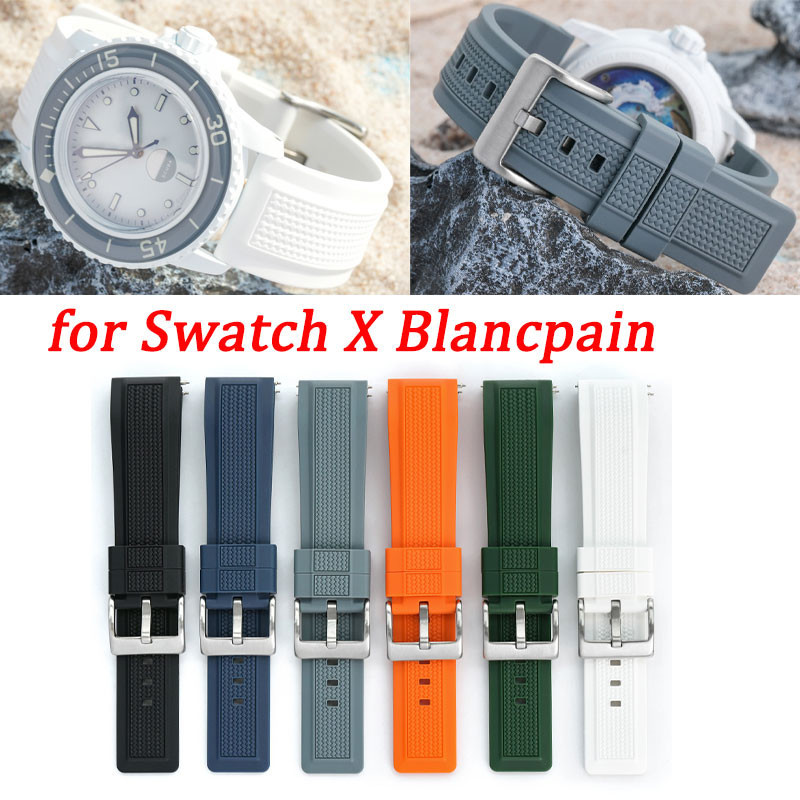 20 毫米 22 毫米錶帶適用於 Swatch X Blancpain 五十 五海洋系列運動防水潛水液體矽膠通用錶帶配件