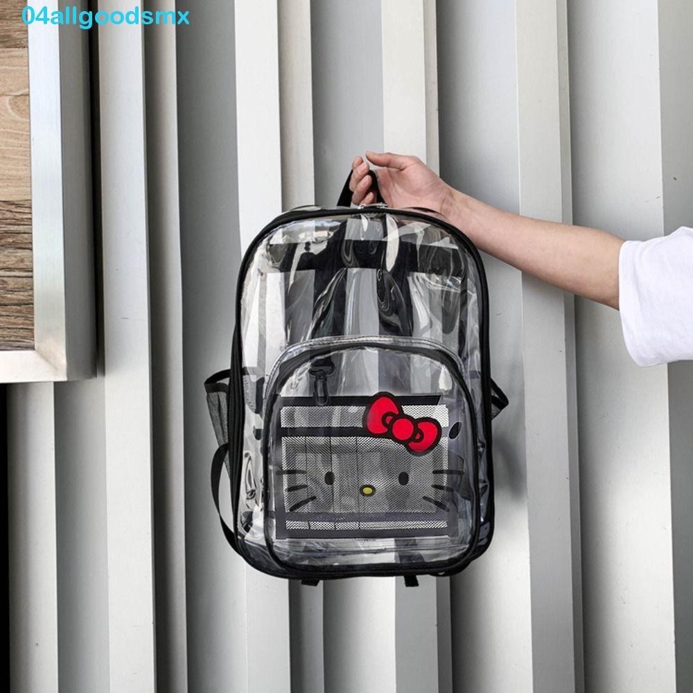 ALLGOODS學生書包,凱蒂貓PVC透明背包,簡單青少年包旅行包韓版風格卡通單肩包學生/女孩