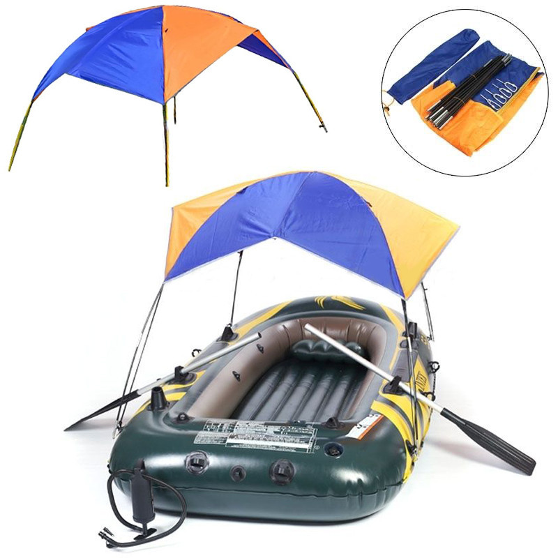 橡膠充氣船遮陽棚釣魚帳篷 2 人船遮陽篷全新
