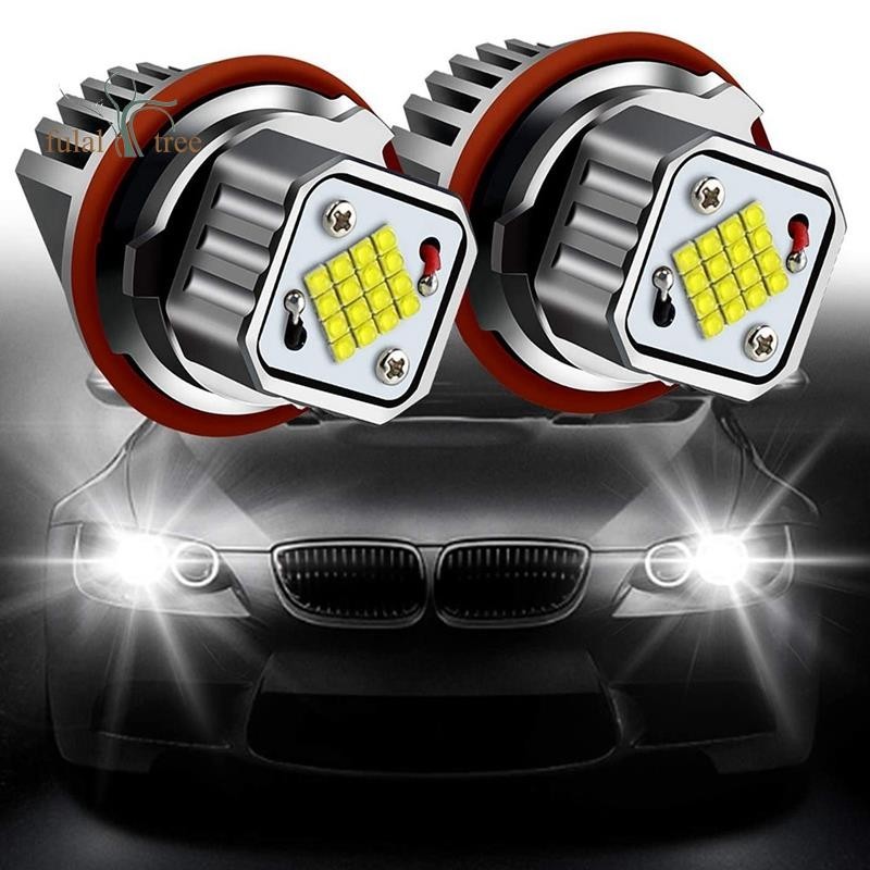 2 件裝白色天使眼光環環形標記燈 Led 燈泡頭燈 80W 6000K 適用於 -BMW 1 5 7 系列 X3 X5