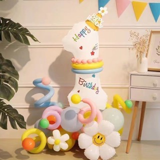 生日氣球佈置小清新ins花朵兒童生日週歲佈置場景馬卡龍氣球玩具
