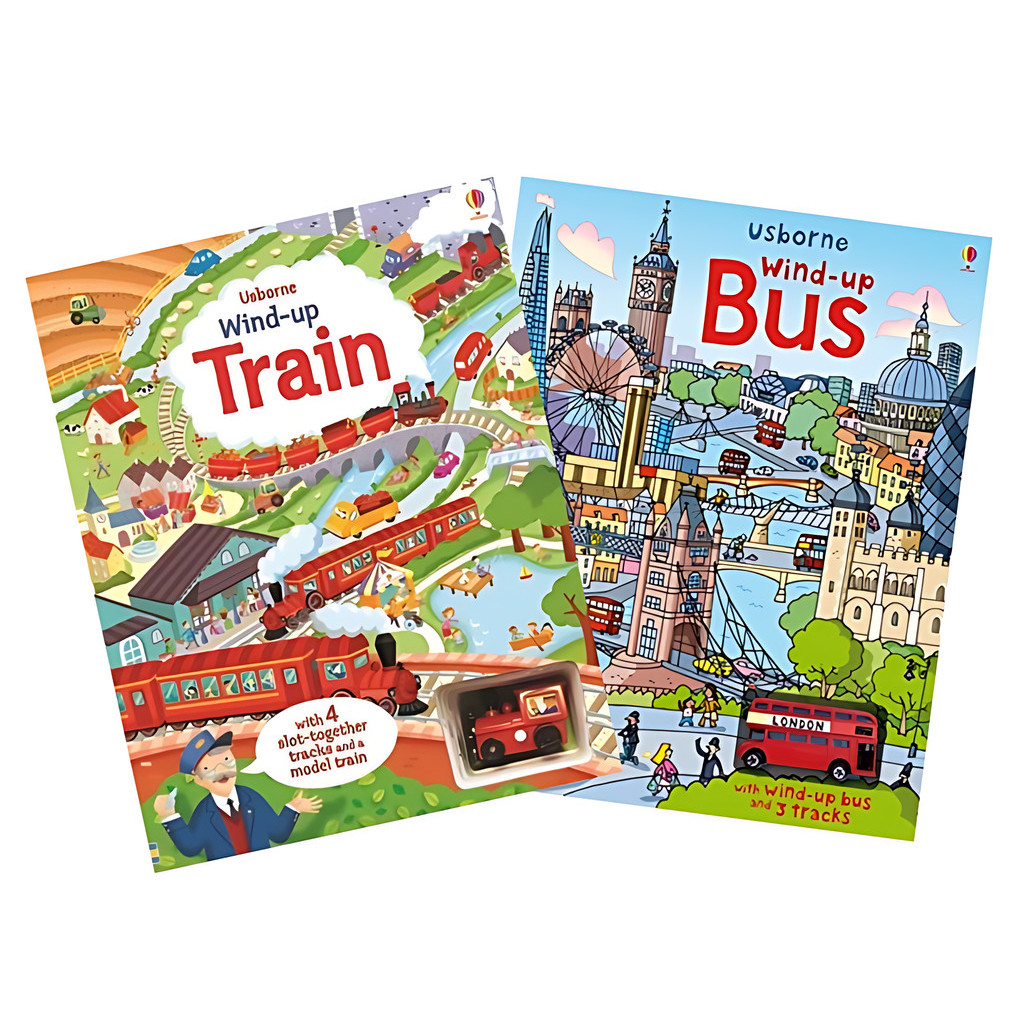 Wind-Up Bus+Wind-Up Train (玩具書)*可拼成大圖*(精裝)/Fiona Watt Books with Wind-Up Toys 【三民網路書店】