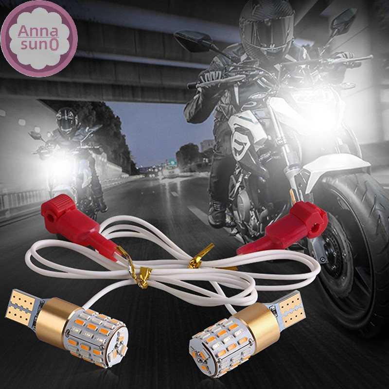 Annasun 2 件摩托車自行車 T10 Led W5W 雙色側燈 Drl 轉向信號燈泡 HG