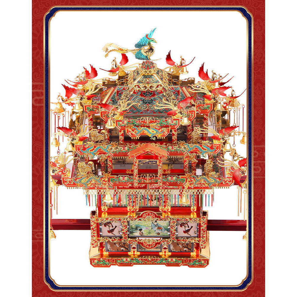 【現貨】模型神轎 模型廟會 神轎 武轎 小神轎 文轎 轎子花轎鳳冠婚紗3d立體金屬diy手工禮物高難度