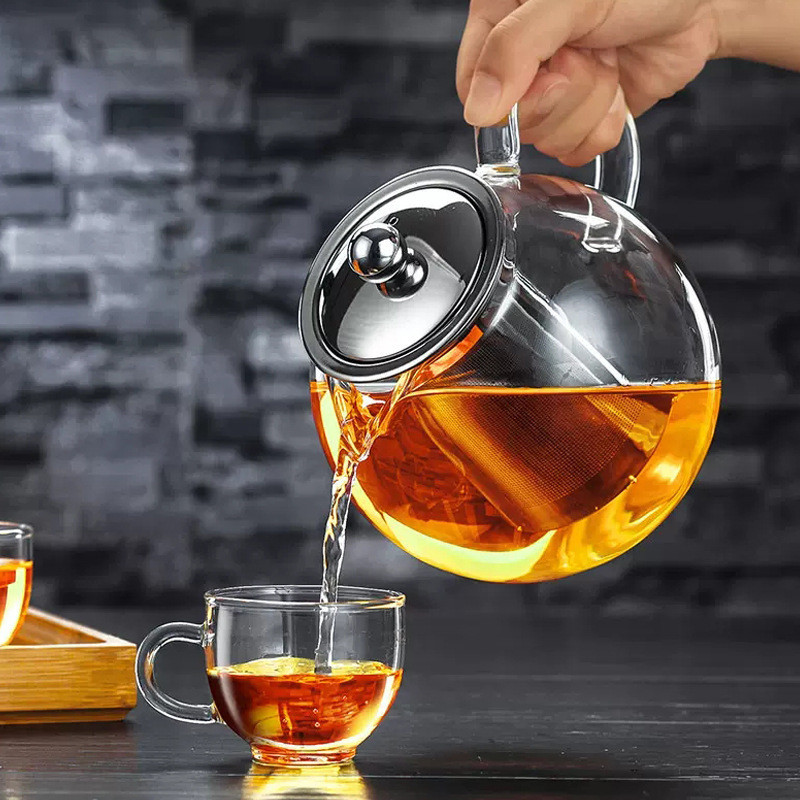 耐熱玻璃茶壺茶具 不鏽鋼過濾泡花茶壺套裝飄逸杯功夫茶具球形壺