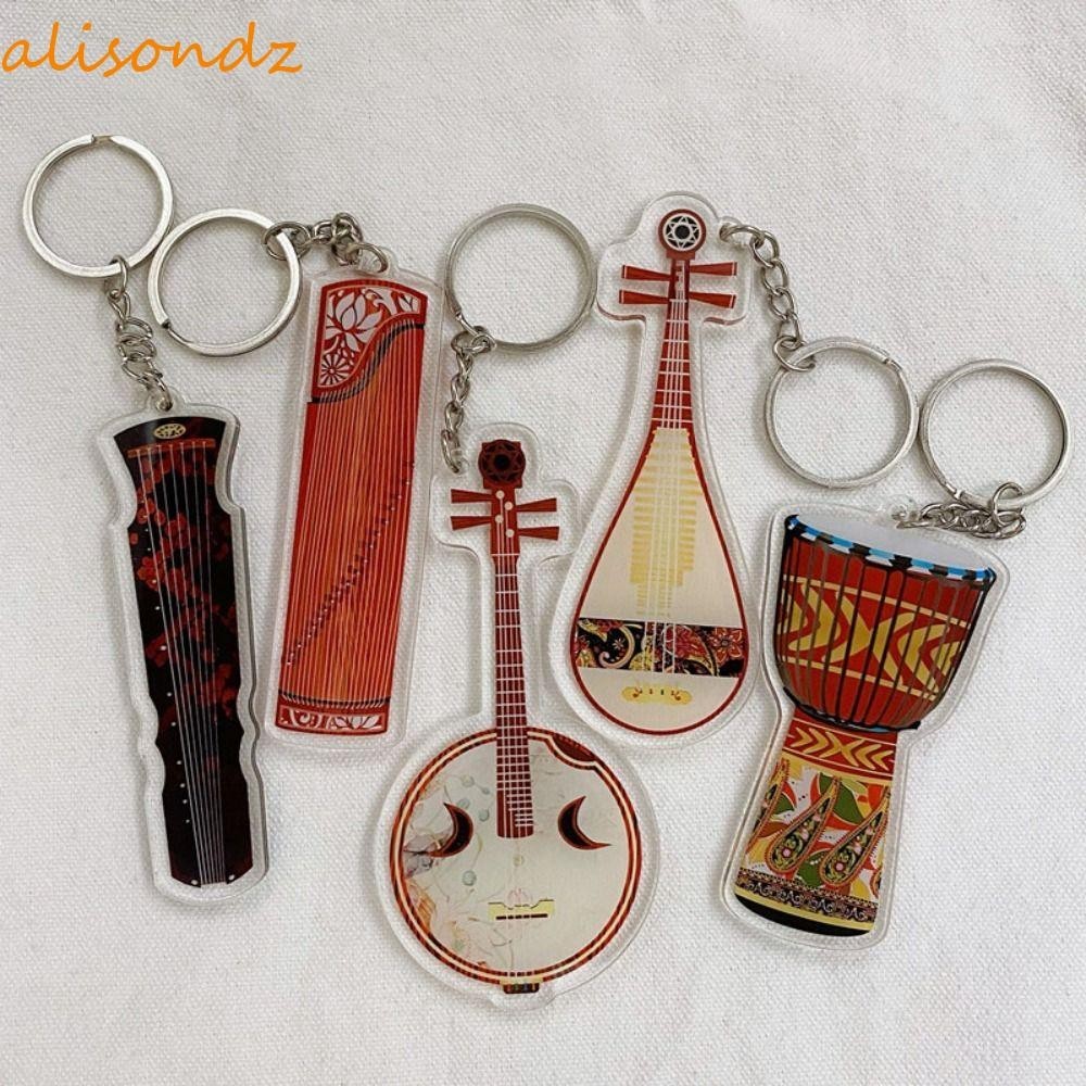 ALISOND1吉他亞克力鑰匙扣,尤克里里琴大提琴吉他模型掛件,單簧管琵琶鼓包電吉他模型鑰匙圈