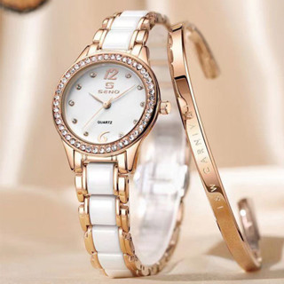 新款手錶陶瓷女士手錶鑲磚時尚手錶防水熱銷女款石英錶