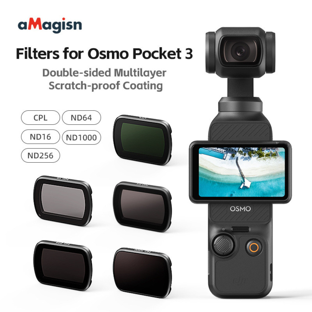 Amagisn 兼容 DJI Osmo Pocket3 濾鏡 ND/CPL 保護鏡頭運動相機配件
