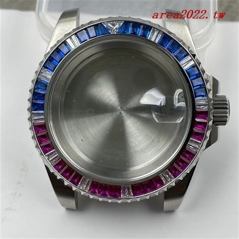 新款NH35錶殼藍寶石後加鑽機械錶殼適用NH34改裝鑲鑽潛水錶水鬼殼
