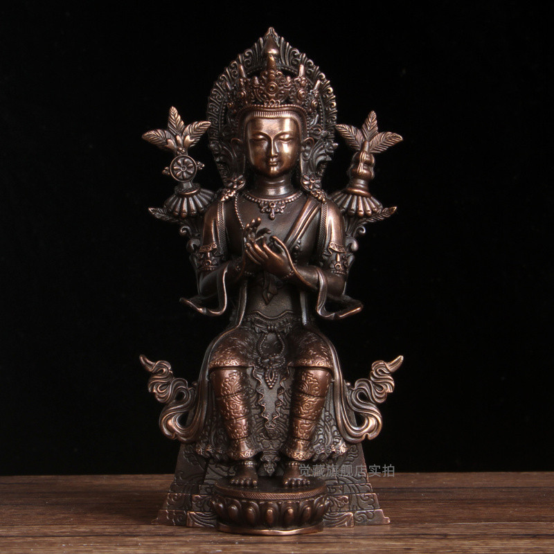 藏傳紫銅未來佛佛像擺件未來彌勒佛菩薩居家寺廟銅像工藝品擺設5寸