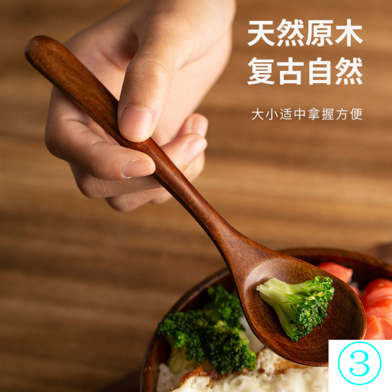 木藝日式小木勺實木飯勺木頭勺子長柄小勺湯勺湯匙吃飯湯匙高顏值