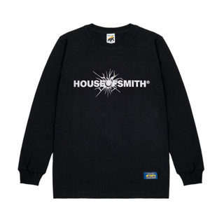 House of Smith 男士 T 恤長袖高爾夫裂紋 LS 黑色