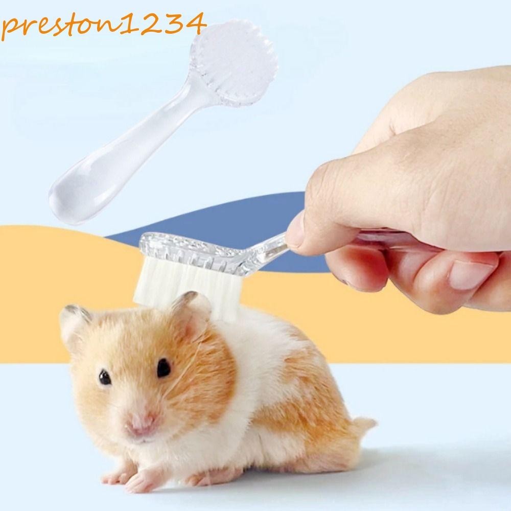 PRESTON小倉鼠刷,軟長頭髮刺蝟洗澡刷,小動物美容工具:圓頭塑料倉鼠清潔刷豚鼠按摩梳清潔