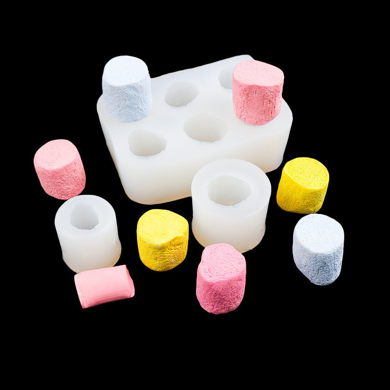 6連3D立體棉花糖矽膠翻糖模具 大小號棉花糖香薰蠟燭巧克力蛋糕模具