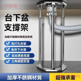 含發票 臺下盆支撐架桿 廚房水槽洗碗洗菜洗手盆不銹鋼伸縮桿托架 承重專用