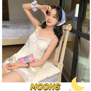 Moons⭐夏季冰絲少女睡衣套裝 甜美蕾絲拼接睡衣女 純欲吊帶短褲睡衣套裝 可拆卸胸墊睡衣 女生睡衣 性感睡衣 胸罩睡衣