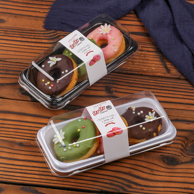 【現貨】【甜甜圈包裝盒】迷你 mini 小號 甜甜圈 包裝盒 夾心 草莓 巧克力 麵包 透明 一次性 打包盒